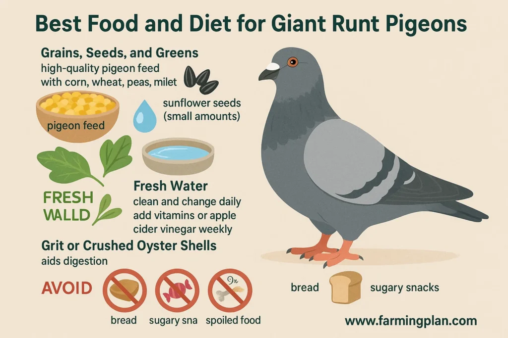 best food and diet for giant runt pigeons