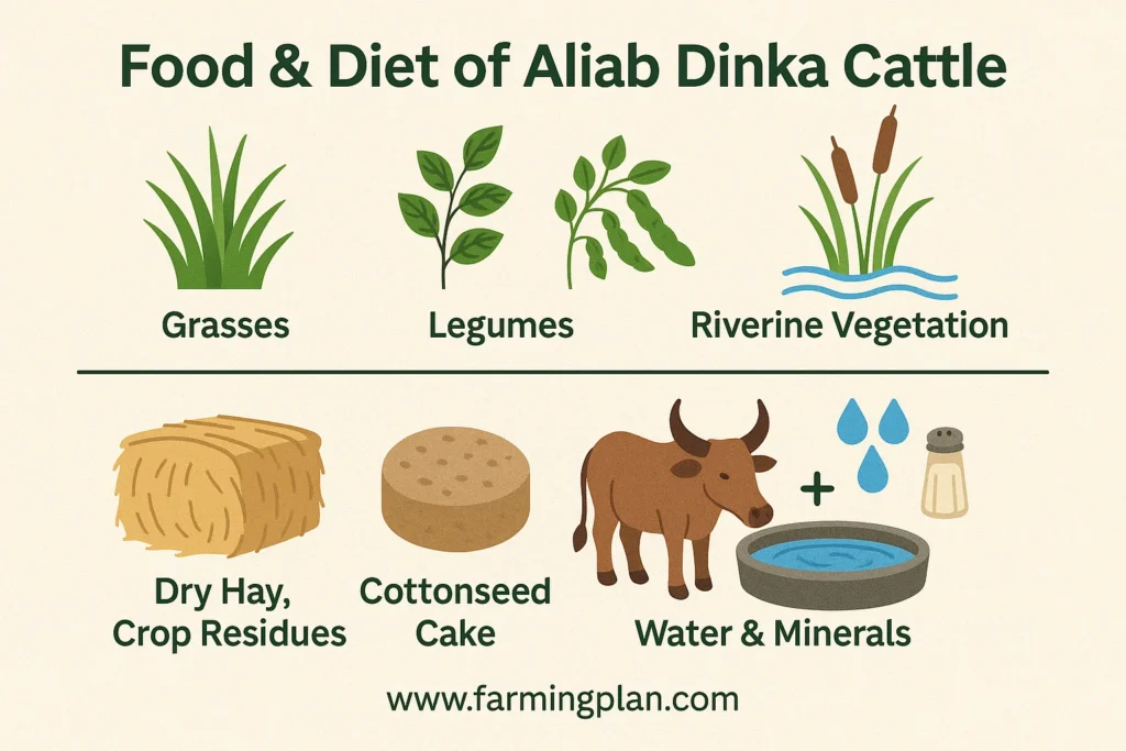 food & diet of aliab dinka cattle