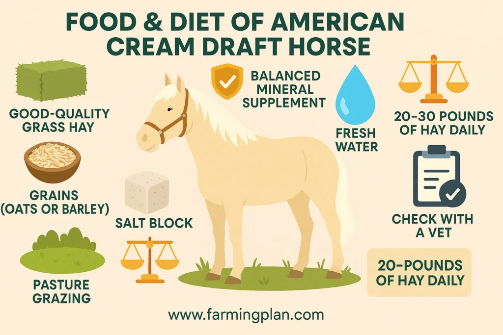 food & diet of american cream draft horse