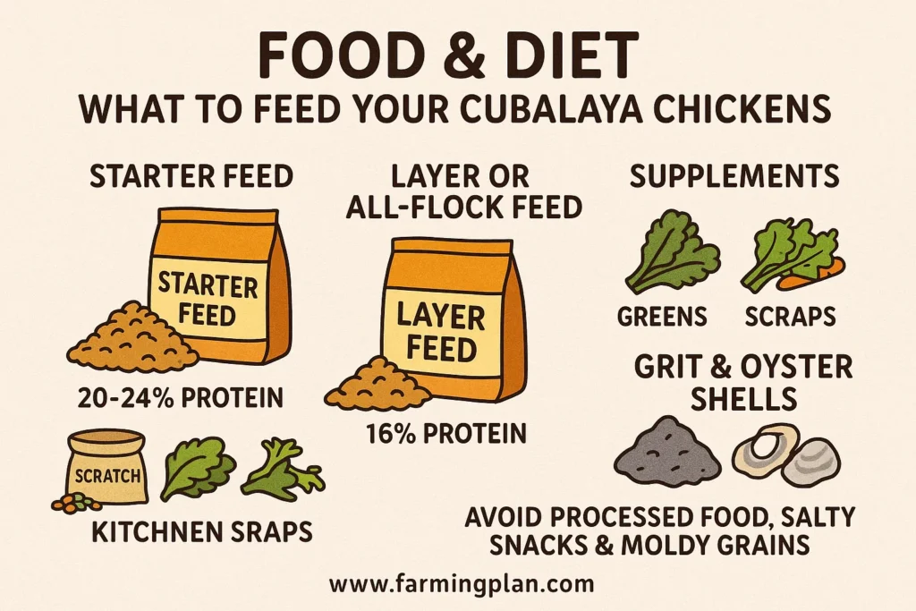 food & diet of cubalaya chickens