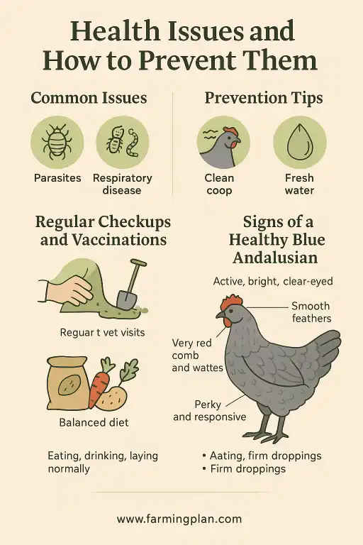health issues of of the blue andalusian chicken