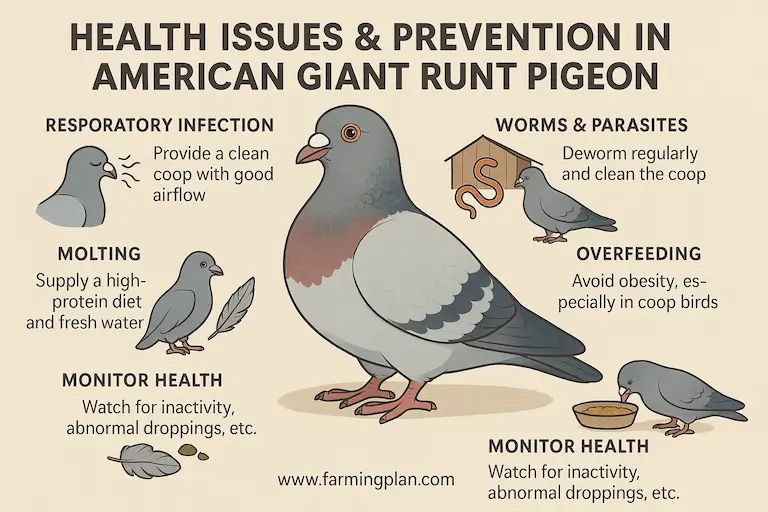 health issues & prevention in american giant runt pigeons