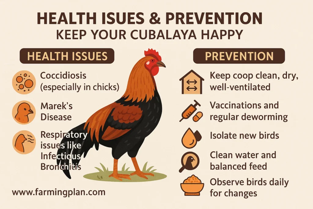 health issues & prevention of cubalaya chicken