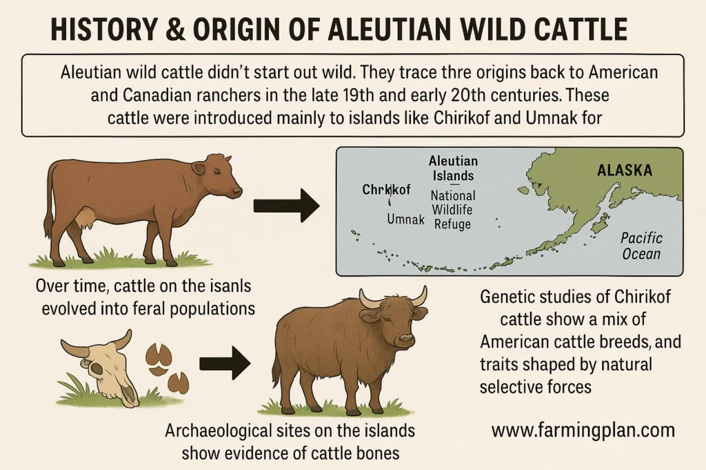 history & origin of aleutian wild cattle 