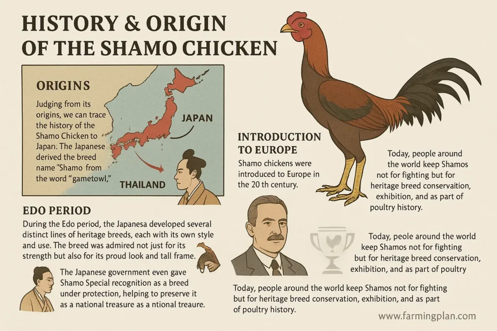 history & origin of the shamo chicken