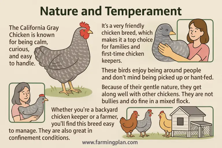 nature and temperament of california gray chicken