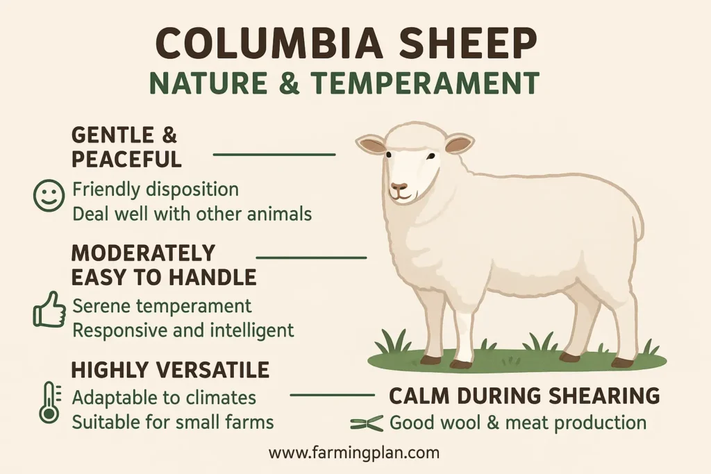 nature & temperament of columbia sheep