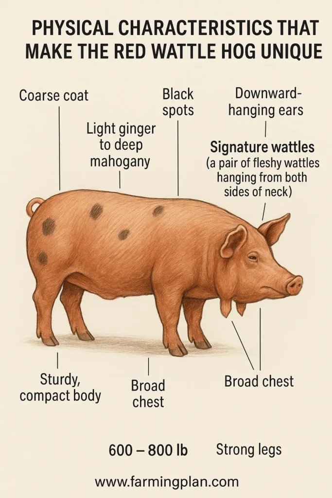 physical characteristics of the red wattle hog